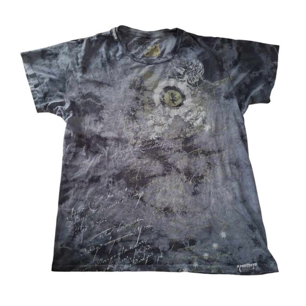 Pop Icon Grey w/ Metallic Lion On front Made in U.S.A Women's S Y2k Vintage SS‎